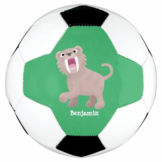 Cute Sabre Toothed Tiger Smilodon cartoon Football (Front)