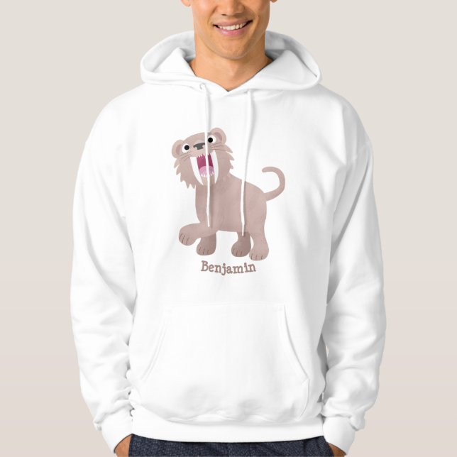 Cute Sabre Toothed Tiger Smilodon cartoon Hoodie (Front)