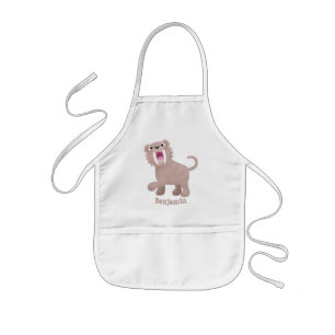 Cute Sabre Toothed Tiger Smilodon cartoon Kids Apron