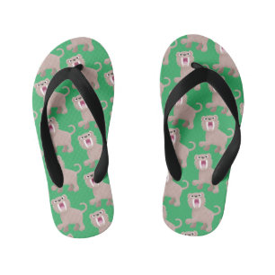 Cute Sabre Toothed Tiger Smilodon cartoon Kid's Flip Flops