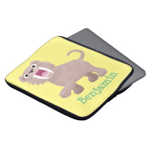 Cute Sabre Toothed Tiger Smilodon cartoon Laptop Sleeve