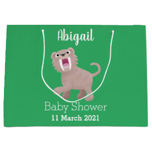 Cute Sabre Toothed Tiger Smilodon cartoon Large Gift Bag
