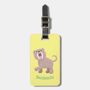 Cute Sabre Toothed Tiger Smilodon cartoon Luggage Tag