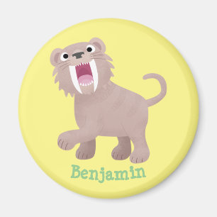 Cute Sabre Toothed Tiger Smilodon cartoon Magnet
