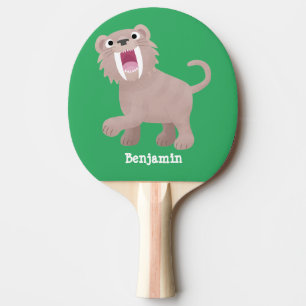 Cute Sabre Toothed Tiger Smilodon cartoon Ping Pong Paddle