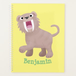 Cute Sabre Toothed Tiger Smilodon cartoon Planner