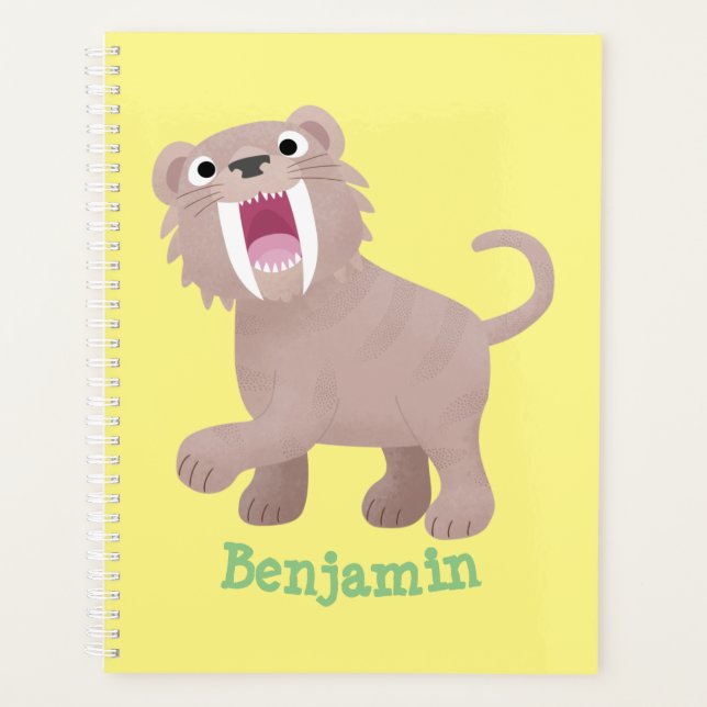 Cute Sabre Toothed Tiger Smilodon cartoon Planner (Front)