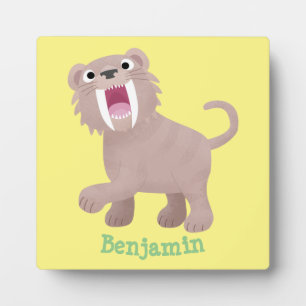 Cute Sabre Toothed Tiger Smilodon cartoon Plaque