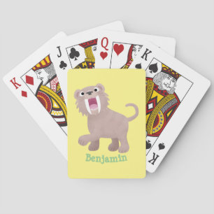 Cute Sabre Toothed Tiger Smilodon cartoon Playing Cards