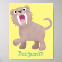 Cute Sabre Toothed Tiger Smilodon cartoon