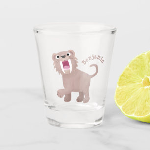 Cute Sabre Toothed Tiger Smilodon cartoon  Shot Glass