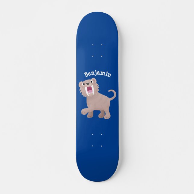 Cute Sabre Toothed Tiger Smilodon cartoon Skateboard (Front)