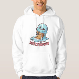 Cute Sad Blue Ice Cream Cartoon Pullover Hoodie