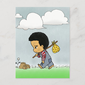 Cute sad boy postcard