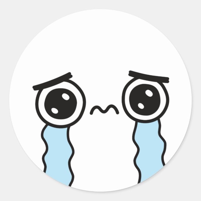 Cute Sad Crying Face Emoji Classic Round Sticker (Front)