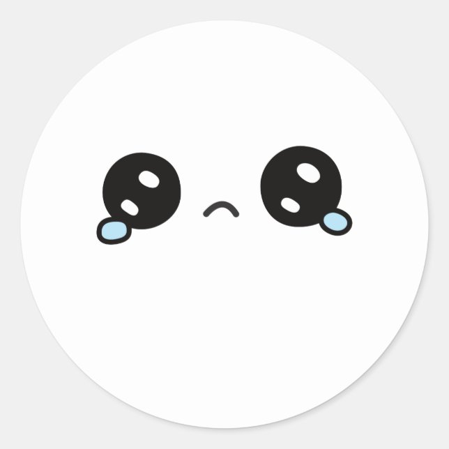 Cute Sad Face Tears Welling Classic Round Sticker (Front)