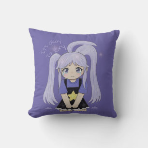 Cute Sad Girl Hand Drawn Illustration – It’s Okay  Cushion