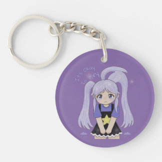 Cute Sad Girl Hand Drawn Illustration – It’s Okay Key Ring