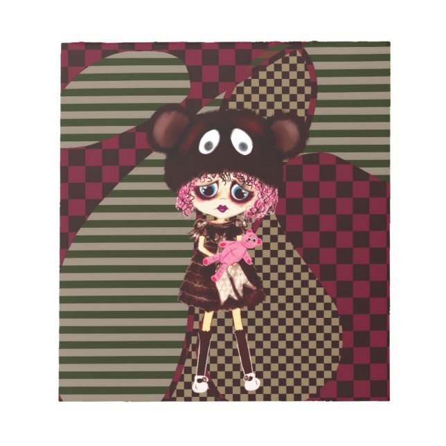 Cute Sad Kawaii Girl PinkyP by LeahG Notepad (Front)