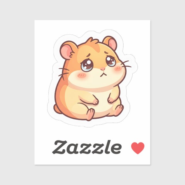 Cute Sad Kawaii Hamster Sticker (Sheet)