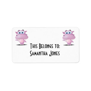 cute sad little hippo label