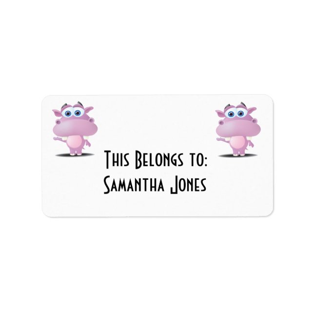 cute sad little hippo label (Front)