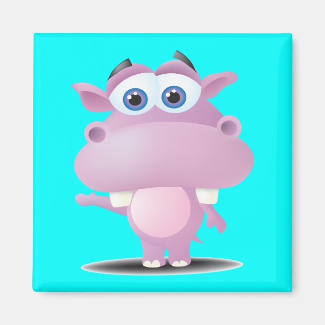 cute sad little hippo magnet (Front)