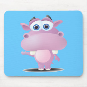 cute sad little hippo mouse mat