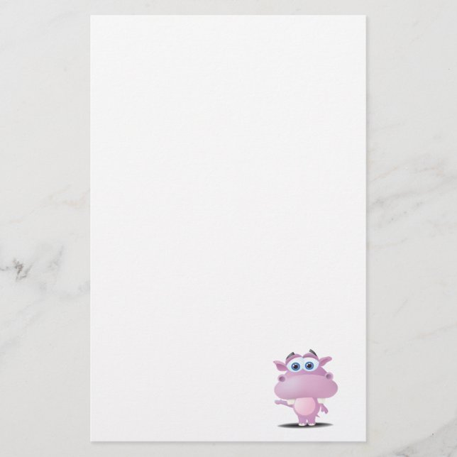cute sad little hippo stationery (Front)