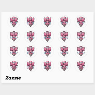 Cute Sad Pencil with Pink Bow Die-Cut Sticker - Ae