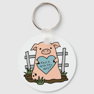 Cute Sad Pig Keychain