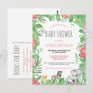 Cute Safari Animal Baby Shower Books for Baby  Postcard