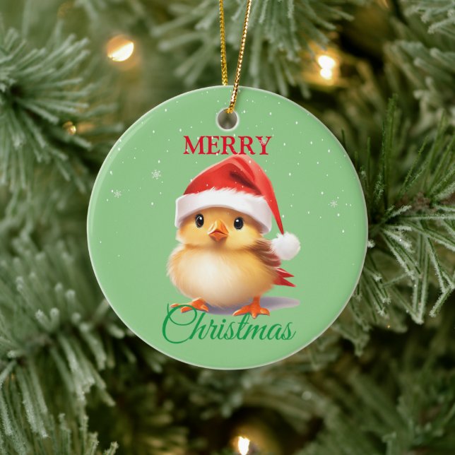 Cute Safari animal bird Santa Christmas Costume Ceramic Tree Decoration (Tree)