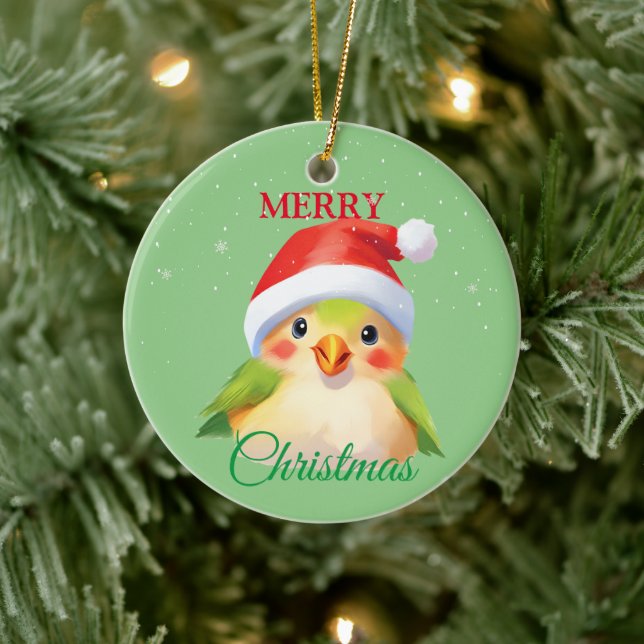 Cute Safari animal bird Santa Christmas Costume Ceramic Tree Decoration (Tree)