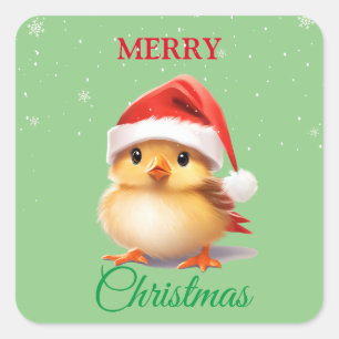 Cute Safari animal bird Santa Christmas Costume Square Sticker