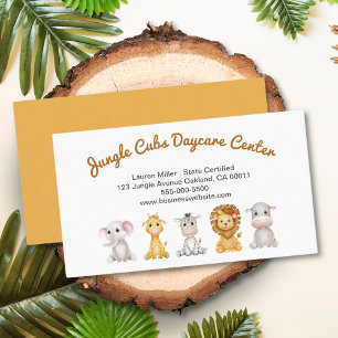 Cute Safari Animal Child Daycare Babysitter Business Card