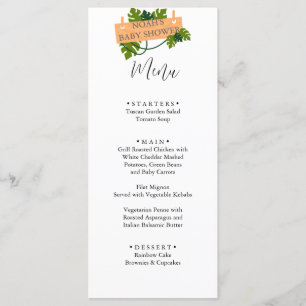 Cute Safari animal greenery baby shower Menu