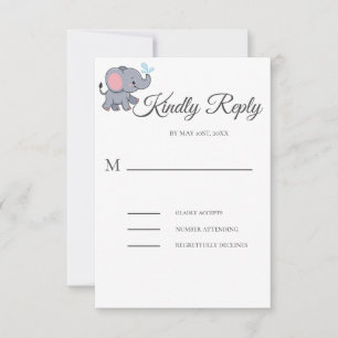 Cute Safari animal greenery baby shower RSVP Card