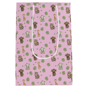 cute safari animal pattern medium gift bag