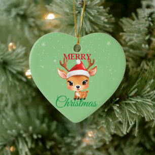 Cute Safari animal Reindeer Santa Christmas Costum Ceramic Tree Decoration