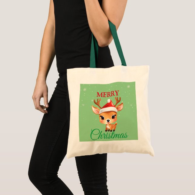 Cute Safari animal Reindeer Santa Christmas Costum Tote Bag (Front (Product))