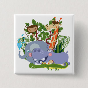 Cute Safari Animals 15 Cm Square Badge