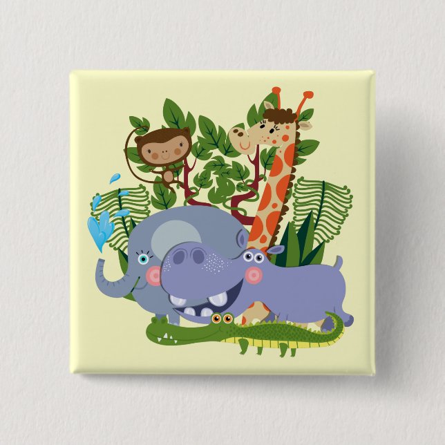 Cute Safari Animals 15 Cm Square Badge (Front)