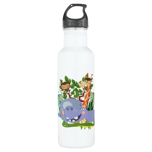 Cute Safari Animals 710 Ml Water Bottle (Front)