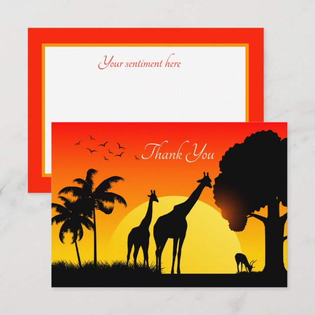 cute Safari animals add text  Thank You Card (Front/Back)
