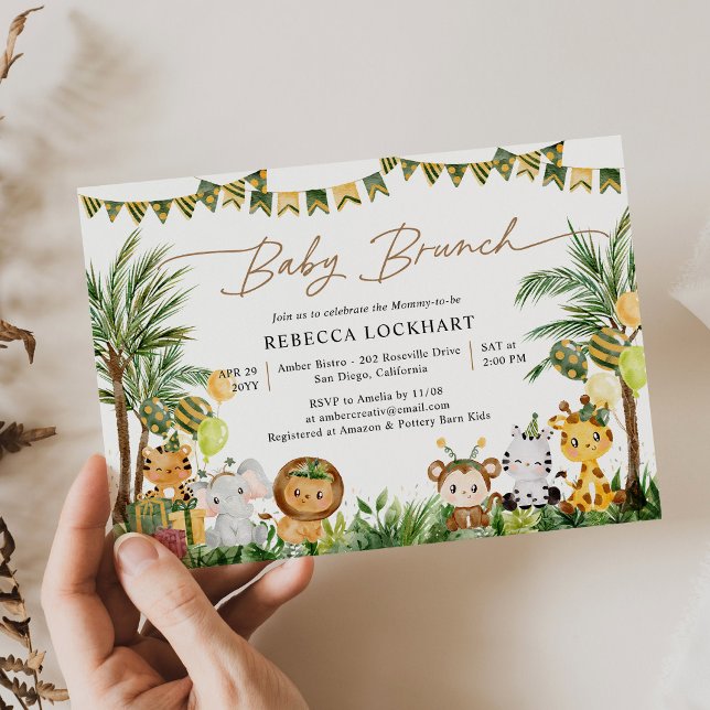 Cute Safari Animals Baby Brunch Invitation (Creator Uploaded)