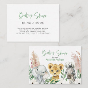 cute safari animals baby shower bring a book card