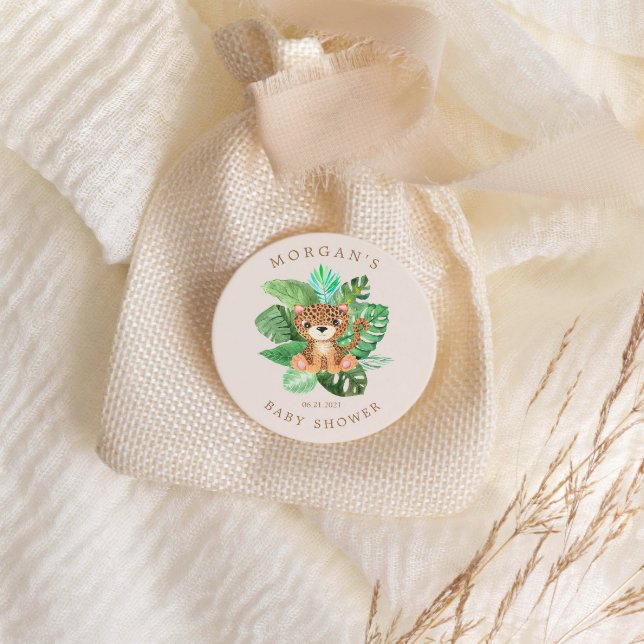 Cute Safari Animals Baby Shower Classic Round Sticker (Creator Uploaded)