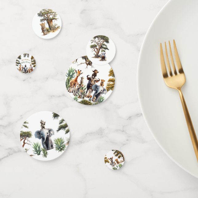 Cute Safari Animals Baby Shower Confetti (Group)