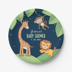 Cute Safari Animals Baby Shower Custom Plates